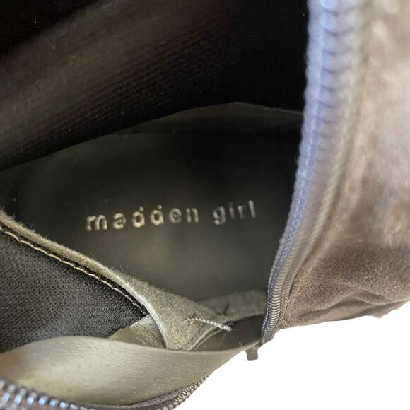 Madden Girl Prissley Over-the-Knee Boots Gray Faux Suede Stacked Heel Sz 10 - Picture 5 of 6